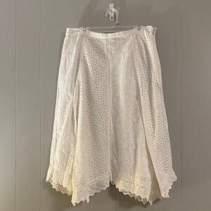 Lauren Ralph Lauren white cotton eyelet skirt handkerchief hem sz 4 cottagecore
